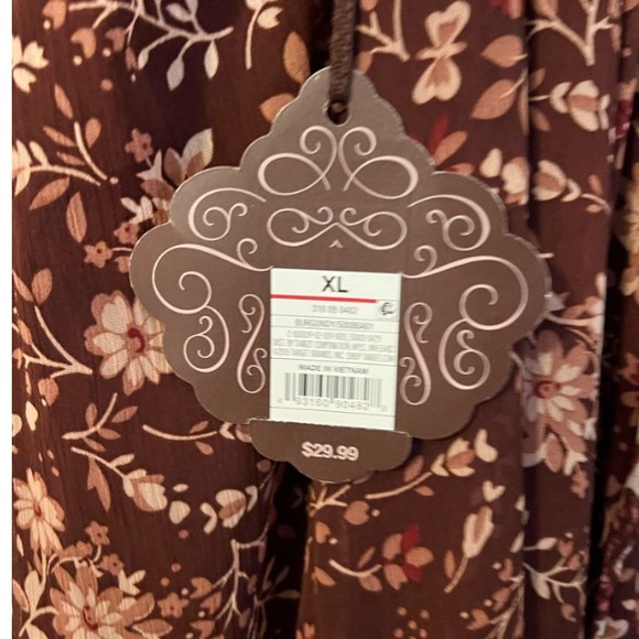 NWT Knox Rose Burgundy Red Wine Floral Maxi Dress | XL - Picture 7 of 8